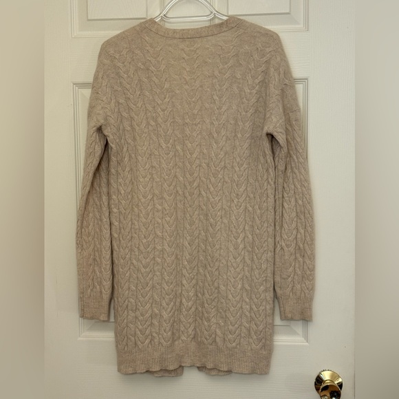 Garnet Hill Cashmere Cable Knit Open Cardigan - Picture 3 of 16